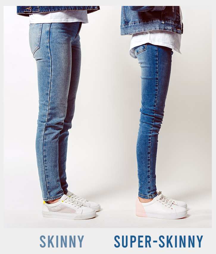difference between skinny and super skinny jeans